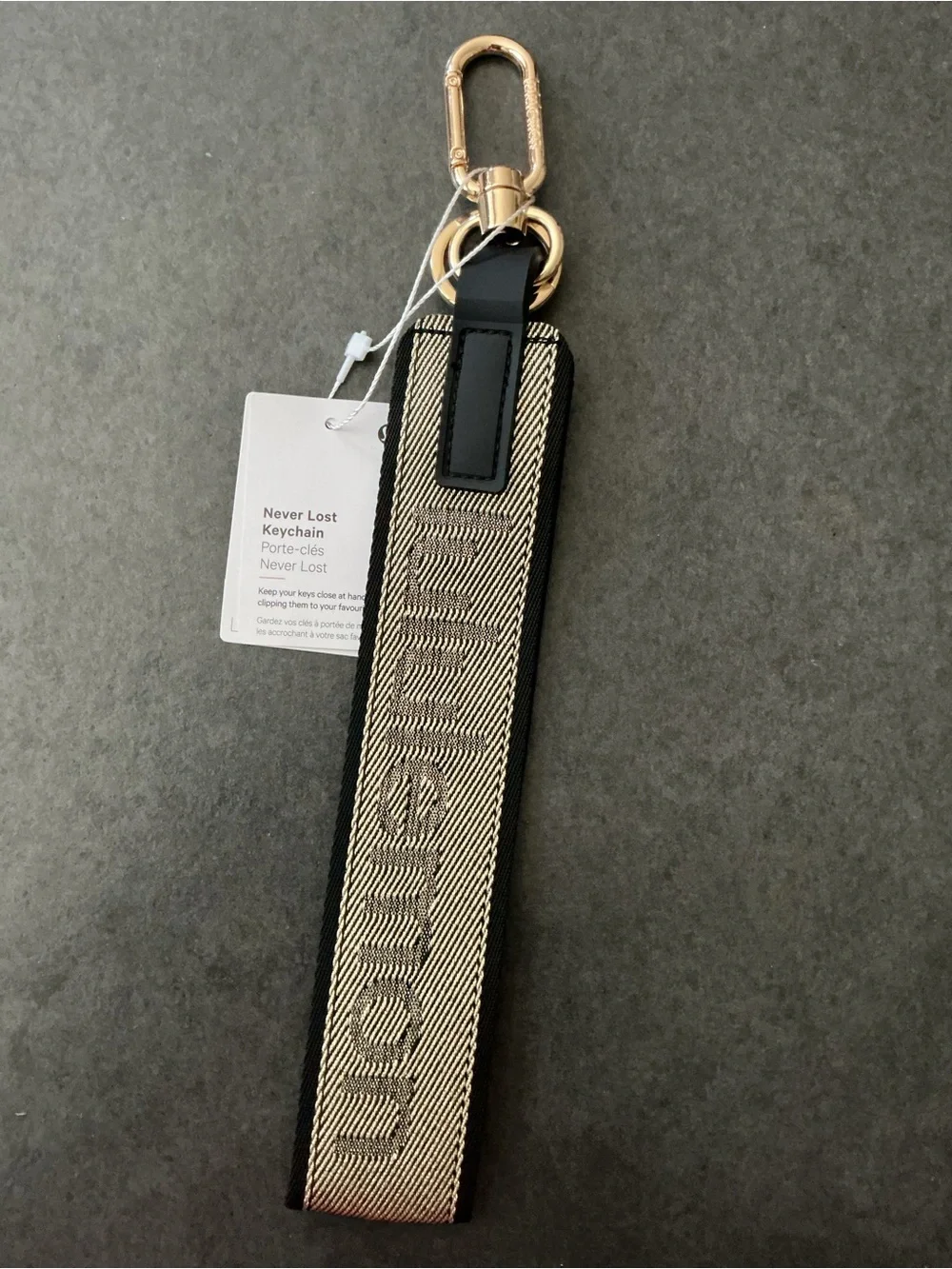 lululemon athletica Beige and Black Never Lost Keychain Strap
